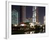 High Rise Office Towers at Dusk, Shanghai, China-Paul Souders-Framed Photographic Print