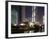 High Rise Office Towers at Dusk, Shanghai, China-Paul Souders-Framed Photographic Print