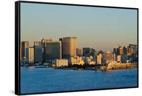 High-rises along the waterfront in Tokyo Harbor at dawn, Tokyo, Japan-Keren Su-Framed Stretched Canvas