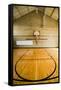 High school basketball court and "head of key" at Webster Groves High School in Webster Groves,...-null-Framed Stretched Canvas