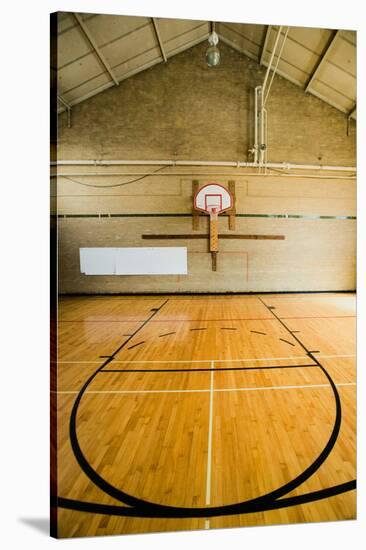 High school basketball court and "head of key" at Webster Groves High School in Webster Groves,...-null-Stretched Canvas