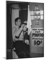 High School Boys Combing Their Hair Before Having Their Picture Taken-William C^ Shrout-Mounted Photographic Print