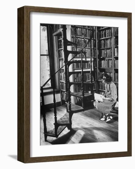 High School Girl Reading at the Newburyport Free Library-Alfred Eisenstaedt-Framed Photographic Print