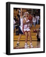 High School Girls Basketball Players in Action During a Game-null-Framed Photographic Print