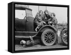 High School Girls Learn Auto Mechanics Photograph - Washington, DC-Lantern Press-Framed Stretched Canvas