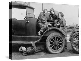 High School Girls Learn Auto Mechanics Photograph - Washington, DC-Lantern Press-Stretched Canvas