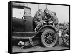 High School Girls Learn Auto Mechanics Photograph - Washington, DC-Lantern Press-Framed Stretched Canvas