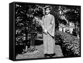 High School Grad Poses in His Cap and Gown, Ca. 1944-null-Framed Stretched Canvas