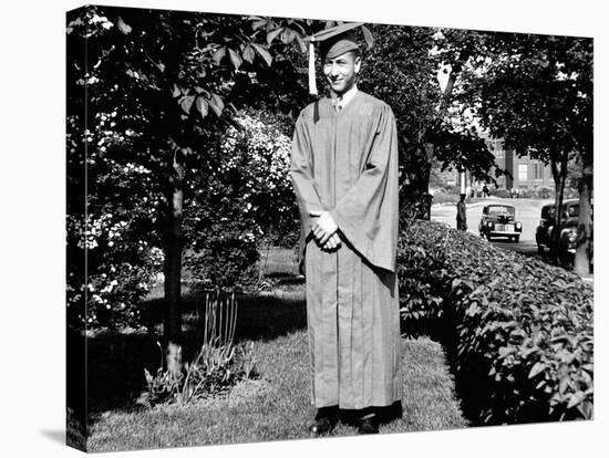 High School Grad Poses in His Cap and Gown, Ca. 1944-null-Stretched Canvas