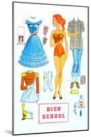 High School Paper Doll-null-Mounted Art Print