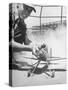 High School Student Holding His Model Plane Before Takeoff-Ed Clark-Stretched Canvas