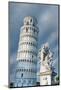 High section of Pisa Leaning Tower and marble statues of fountain, UNESCO World Heritage Site, Pisa-Roberto Moiola-Mounted Photographic Print