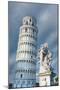 High section of Pisa Leaning Tower and marble statues of fountain, UNESCO World Heritage Site, Pisa-Roberto Moiola-Mounted Photographic Print