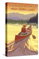 High Sierra Lakes - Sonora Pass, California - Canoe Scene - Lantern-Lantern Press-Stretched Canvas