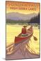 High Sierra Lakes - Sonora Pass, California - Canoe Scene - Lantern-Lantern Press-Mounted Art Print