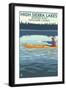 High Sierra Lakes - Sonora Pass, Tuolumne County, California - Kayak Scene-Lantern Press-Framed Art Print