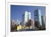 High Speed Train Passing Skyscrapers, Shenzhen, Guangdong, China, Asia-Ian Trower-Framed Photographic Print