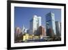 High Speed Train Passing Skyscrapers, Shenzhen, Guangdong, China, Asia-Ian Trower-Framed Photographic Print