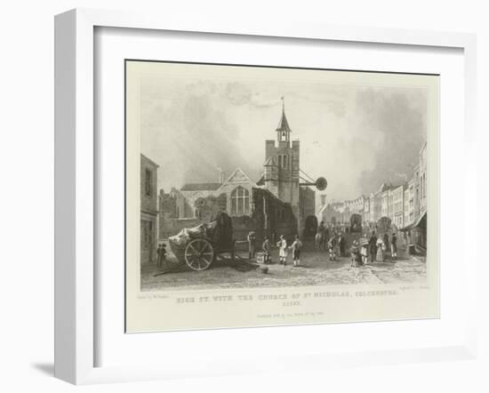 High Street with the Church of St Nicholas, Colchester, Essex-William Henry Bartlett-Framed Giclee Print