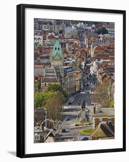 High Street with Town Hall and King Alfred's Statue, Winchester, Hampshire, England, UK-James Emmerson-Framed Photographic Print