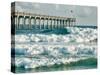 High Surf Day Preceding Tropical Storm. View of Pier and Ocean Waves in Pensacola, Florida.-forestpath-Stretched Canvas