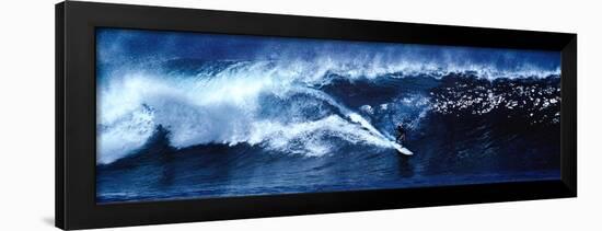 High Surf Surfing Big Wave Panorama-null-Framed Poster