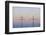 High-Tension Line, Moon, Dusk, Bavaria, Germany-Raimund Linke-Framed Photographic Print