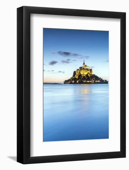 High tide at dusk, Mont-Saint-Michel, UNESCO World Heritage Site, Normandy, France, Europe-Francesco Vaninetti-Framed Photographic Print