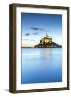 High tide at dusk, Mont-Saint-Michel, UNESCO World Heritage Site, Normandy, France, Europe-Francesco Vaninetti-Framed Photographic Print