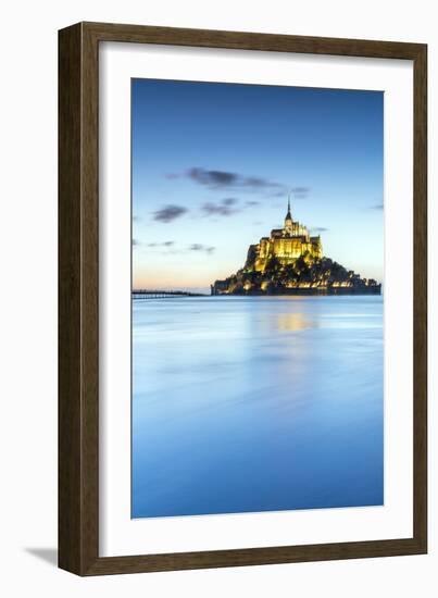 High tide at dusk, Mont-Saint-Michel, UNESCO World Heritage Site, Normandy, France, Europe-Francesco Vaninetti-Framed Photographic Print