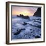 High Tide on Duckpool Beach at Sunset, North Cornwall, England. Spring-Adam Burton-Framed Photographic Print