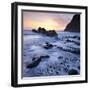 High Tide on Duckpool Beach at Sunset, North Cornwall, England. Spring-Adam Burton-Framed Photographic Print