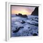 High Tide on Duckpool Beach at Sunset, North Cornwall, England. Spring-Adam Burton-Framed Photographic Print