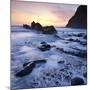 High Tide on Duckpool Beach at Sunset, North Cornwall, England. Spring-Adam Burton-Mounted Photographic Print