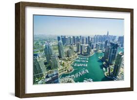 High view of Dubai Marina, Dubai, United Arab Emirates, Middle East-Fraser Hall-Framed Premium Photographic Print