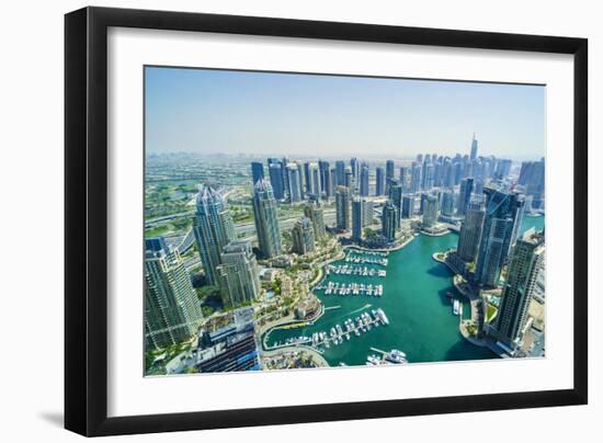 High view of Dubai Marina, Dubai, United Arab Emirates, Middle East-Fraser Hall-Framed Premium Photographic Print