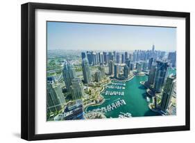 High view of Dubai Marina, Dubai, United Arab Emirates, Middle East-Fraser Hall-Framed Premium Photographic Print