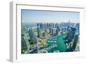 High view of Dubai Marina, Dubai, United Arab Emirates, Middle East-Fraser Hall-Framed Premium Photographic Print