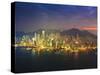 High View of the Hong Kong Island Skyline and Harbour at Sunset, Hong Kong, China, Asia-Amanda Hall-Stretched Canvas