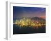 High View of the Hong Kong Island Skyline and Harbour at Sunset, Hong Kong, China, Asia-Amanda Hall-Framed Photographic Print