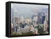 High View of the Hong Kong Island Skyline and Victoria Harbour from Victoria Peak, Hong Kong, China-Amanda Hall-Framed Stretched Canvas