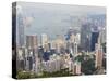 High View of the Hong Kong Island Skyline and Victoria Harbour from Victoria Peak, Hong Kong, China-Amanda Hall-Stretched Canvas