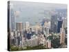 High View of the Hong Kong Island Skyline and Victoria Harbour from Victoria Peak, Hong Kong, China-Amanda Hall-Stretched Canvas