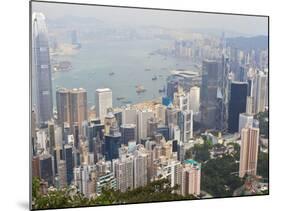 High View of the Hong Kong Island Skyline and Victoria Harbour from Victoria Peak, Hong Kong, China-Amanda Hall-Mounted Photographic Print