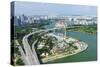 High View over Singapore with the Singapore Flyer Ferris Wheel and Ecp Expressway, Singapore-Fraser Hall-Stretched Canvas