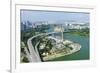 High View over Singapore with the Singapore Flyer Ferris Wheel and Ecp Expressway, Singapore-Fraser Hall-Framed Photographic Print