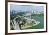 High View over Singapore with the Singapore Flyer Ferris Wheel and Ecp Expressway, Singapore-Fraser Hall-Framed Photographic Print