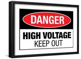 High Voltage Warning Keep Out Plastic Sign-null-Framed Art Print