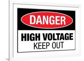 High Voltage Warning Keep Out Plastic Sign-null-Framed Art Print