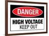 High Voltage Warning Keep Out Plastic Sign-null-Framed Art Print